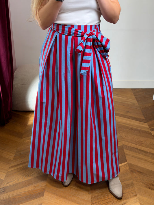 Jupe longue Audrey bleue et rouge
