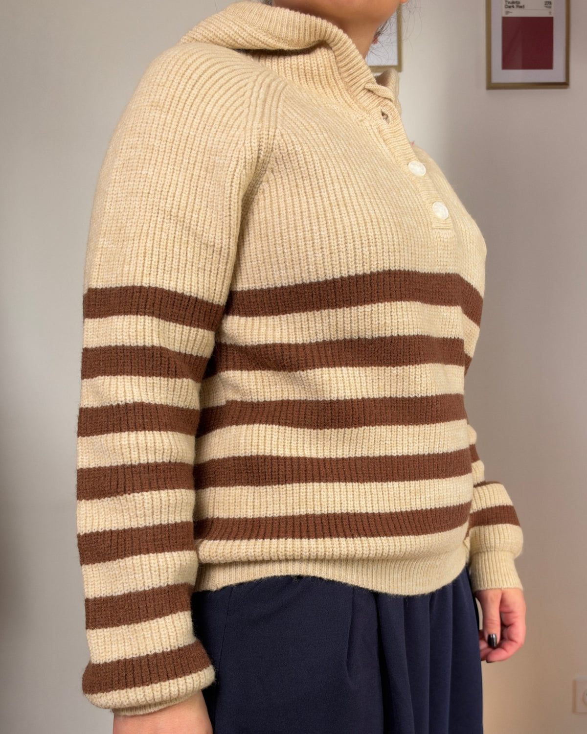 Pull à capuche rayé Camel