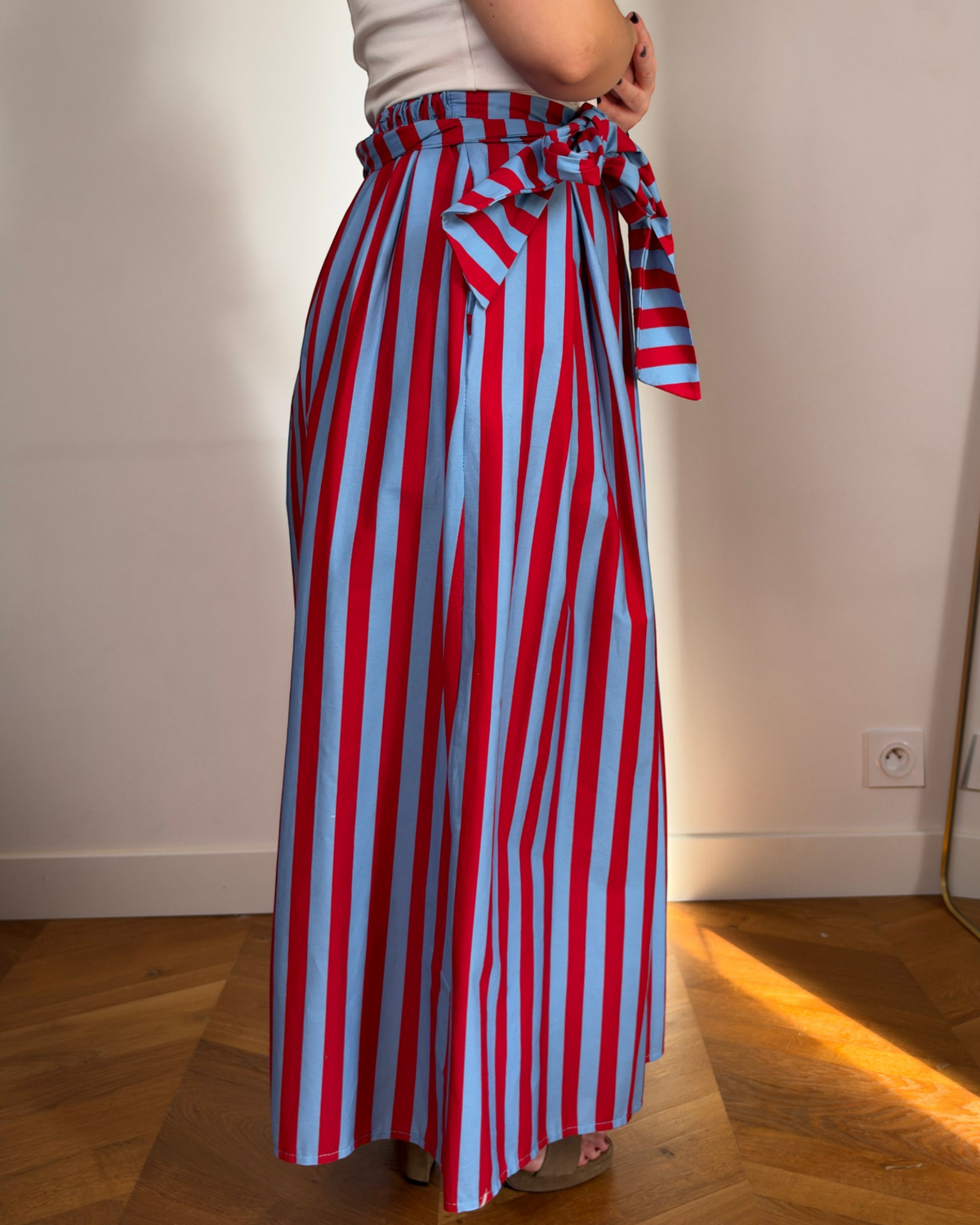 Jupe longue Audrey bleue et rouge