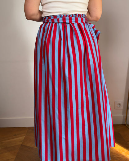 Jupe longue Audrey bleue et rouge